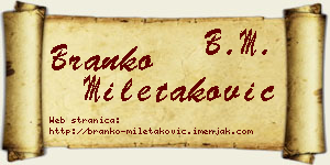 Branko Miletaković vizit kartica